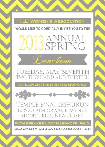 TBJ Spring Luncheon - Temple B'nai Jeshurun