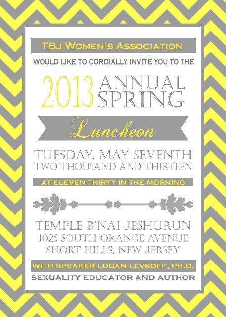 TBJ Spring Luncheon - Temple B'nai Jeshurun