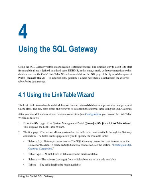 Using the Caché SQL Gateway - InterSystems Documentation