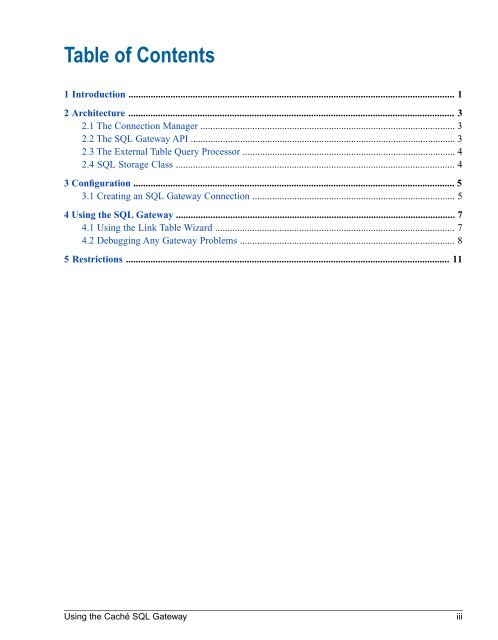 Using the Caché SQL Gateway - InterSystems Documentation