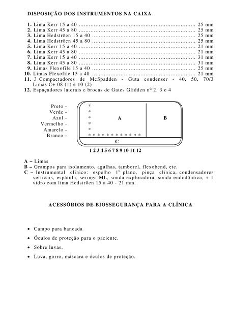 RELAÃÃO DO INSTRUMENTAL E MATERIAL EXIGIDOS PELA ...