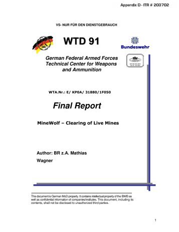 âFinal Report: MineWolf-Clearing of Live Minesâ (PDF