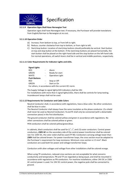 2.3 â Electro Technical Specifications - SÃ¸r-Norge Aluminium AS