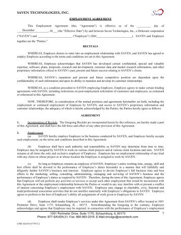 Employee Agreement - Saven Technologies