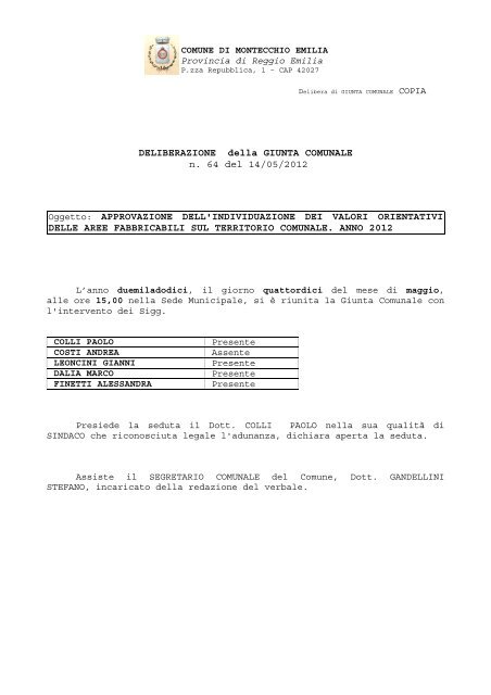 Valori orientativi aree fabbricabili anno imposta 2012 - Comune di ...