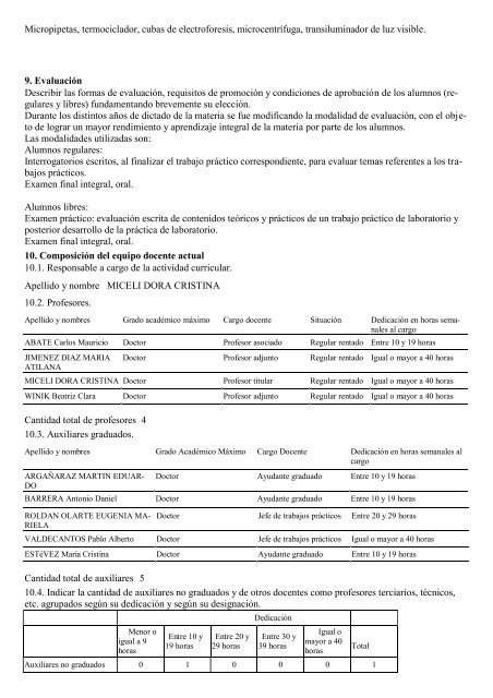 ficha de actividades curriculares - Facultad de Bioquímica,Química y ...