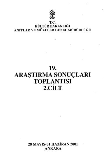 19. TOPLANTISI 2.CILT - KÃ¼ltÃ¼r ve Turizm BakanlÄ±ÄÄ±