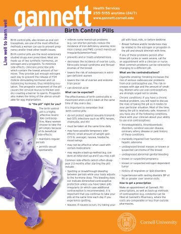 Birth Control Pills - Gannett Health Services