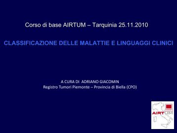 Le classificazioni delle malattie e i linguaggi clinici - Associazione ...