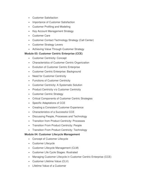 CRM COURSE OUTLINE Course Description Companies e - SSE