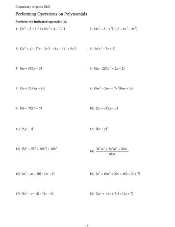 Performing Operations on Polynomials 2) + (6v