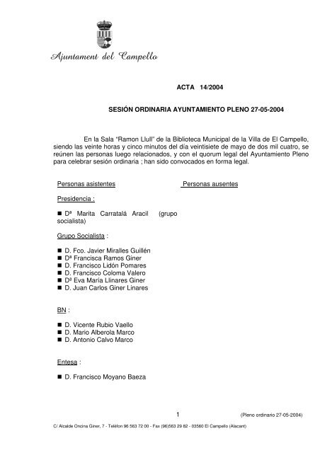 Pleno acta 14-2004p.pdf - Ayuntamiento de El Campello