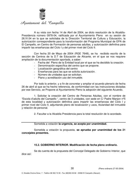 Pleno acta 14-2004p.pdf - Ayuntamiento de El Campello