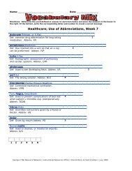 Vocabulary Mix Medical Terms Week 7 - Georgia CTAE