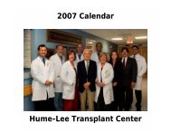 2007 Calendar Hume-Lee Transplant Center - Virginia ...