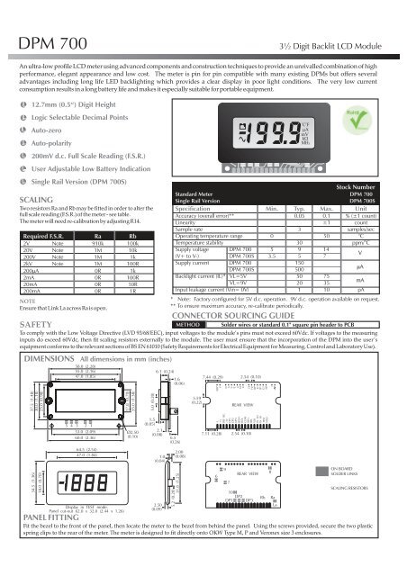 Test Meters Detectors Lascar Dpm 2as Bl 3 1 2 Digit 0mv Dc Lcd Panel Voltmeter W Led Backlight Business Industrial Oqtave Consulting Com