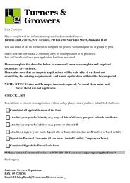 Supplier Application Form - Turners & Growers