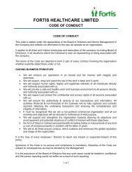 CODE OF CONDUCT - Fortis Healthcare