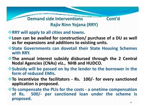 Housing Scenario in India and suggested Action Points for the States