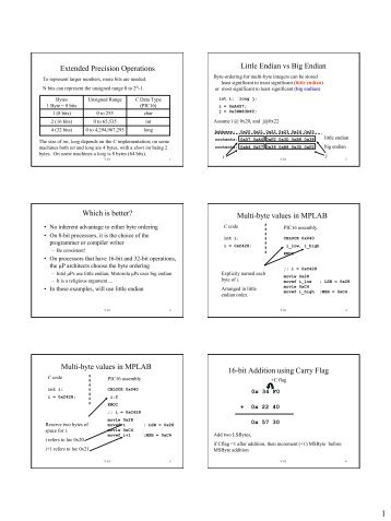 Extended Precision Operations Little Endian vs Big Endian Which is ...