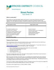 Street Parties FactSheet - Stroud District Council