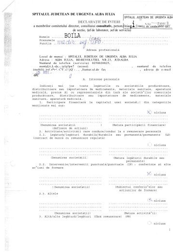 Dr. Boila Ioan, U.P.U. - Spitalul Judetean de Urgenta Alba