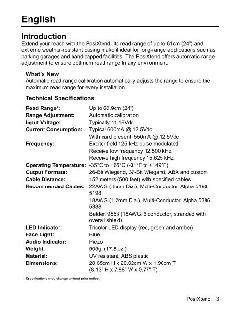 CR-R890-BL (Extended Range Proximity Reader) : Installation Manual