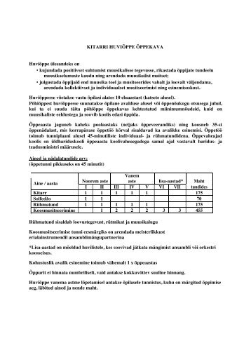 kitarri õppekava - Paldiski Muusikakool