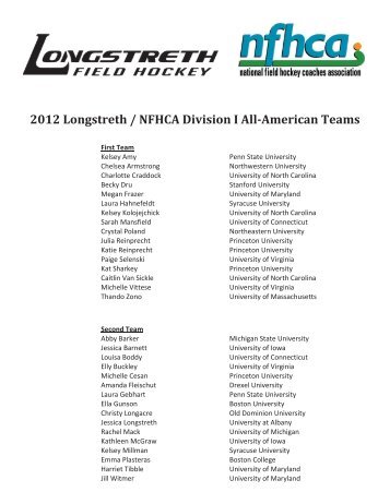 2012 Longstreth / NFHCA Division I All-American Teams - Eteamz