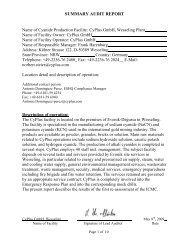 Summary Audit Report - International Cyanide Management Code