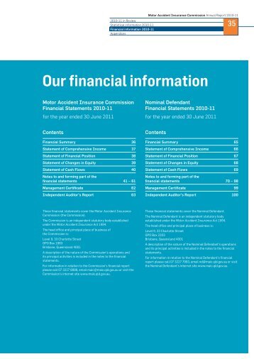 Our financial information (PDF 250 K) - Motor Accident Insurance ...