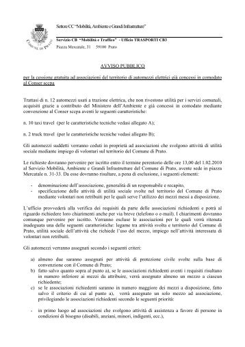 Avviso pubblico per la cessione gratuita ad associazioni del ...