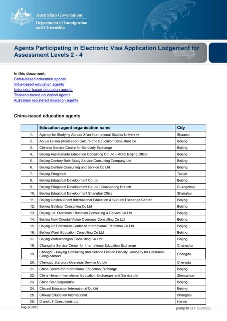 Agents Participating in the Trial of Electronic Visa Application ...