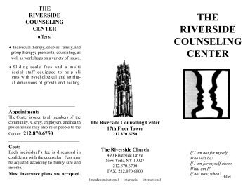 Pastoral Counseling Center Brochure 2007 - The Riverside Church