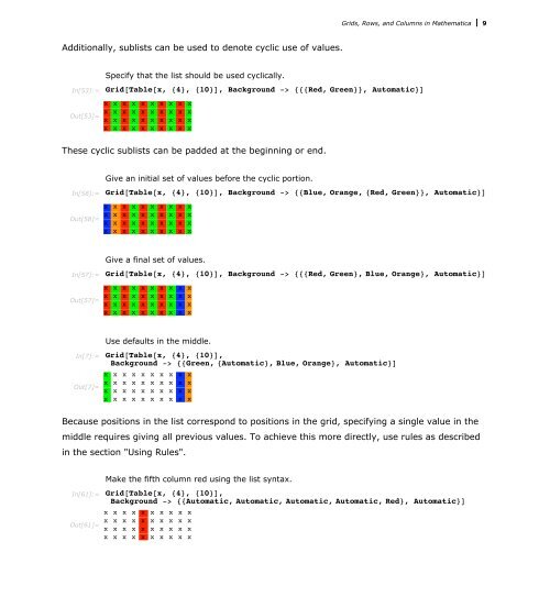 Grids Rows And Columns In Mathematica - Wolfram Research