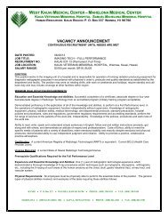 VACANCY ANNOUNCEMENT - Kauai Veterans Memorial Hospital