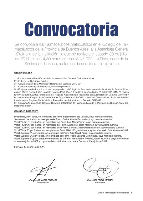 boletÃ­n farmacÃ©utico bonaerense nro 408 - Colegio de ...