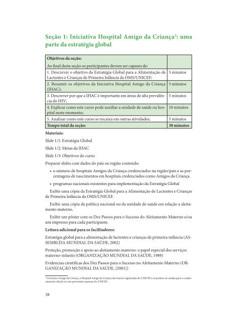 Iniciativa Hospital Amigo da CrianÃ§a - MÃ³dulo 3 - Rede Brasileira de ...