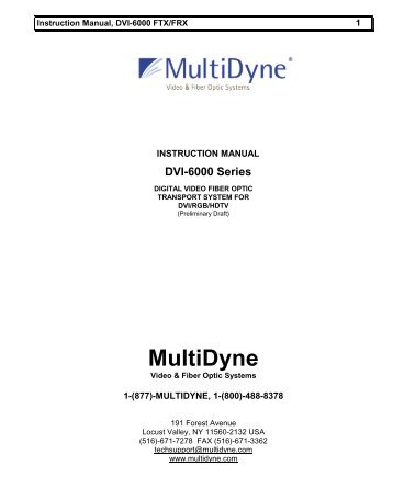 User Manual for DVI-6000 - Multidyne