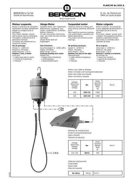 Moteur suspendu Hänge-Motor Suspended motor Motor colgante