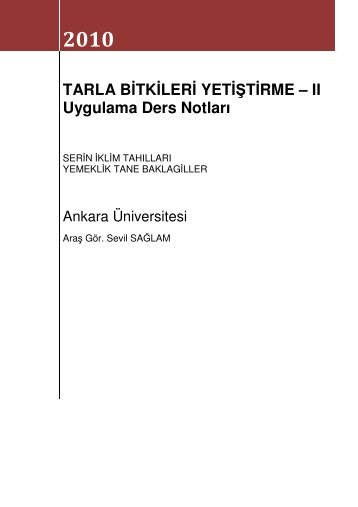 TARLA BÄ°TKÄ°LERÄ° YETÄ°ÅTÄ°RME â II Uygulama Ders NotlarÄ± - Ankara ...