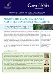 meetinG tHe LeGAL, reGuLAtorY AnD otHer GovernAnce oBLiGAtions