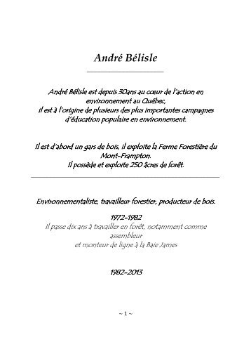 CV de monsieur André Bélisle