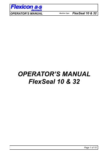 OPERATOR'S MANUAL FlexSeal 10 & 32 - Watson-Marlow GmbH