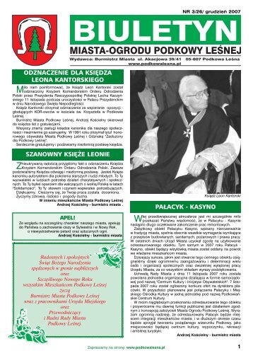 Numer 26, grudzień 2007 r. - Podkowa Leśna, Urząd Miasta