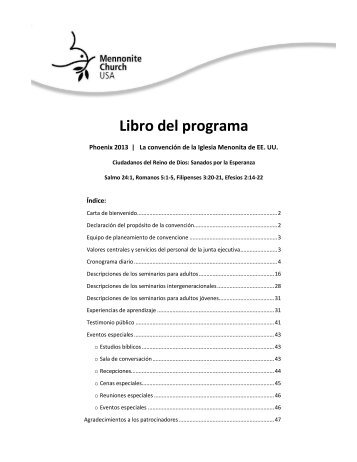 Libro del programa - Mennonite Convention 2013