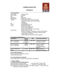 CURRICULUM VITAE SYAFALNI - School of Civil Engineering USM