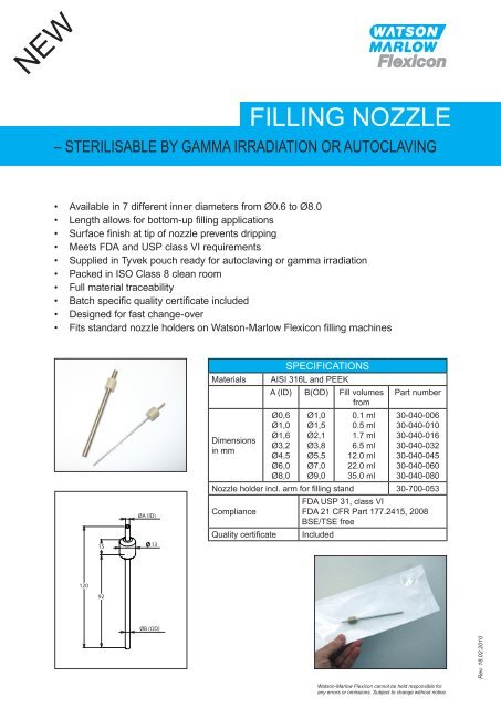 FILLING NOZZLE - Flexicon