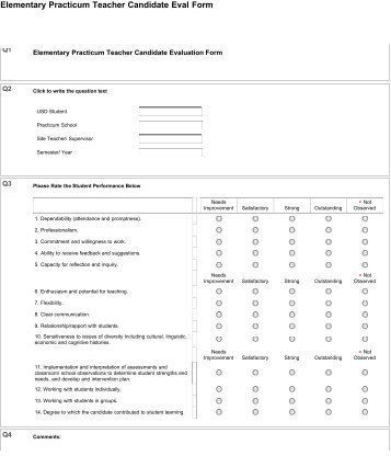 Practicum Teacher Candidate Evaluation Form - Sites