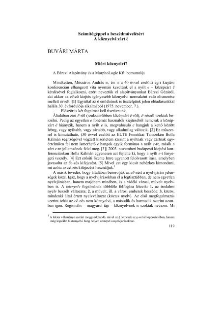 A 2005. oktÃ³ber 22-Ã©n megrendezett II. egri kiejtÃ©si konferencia ...